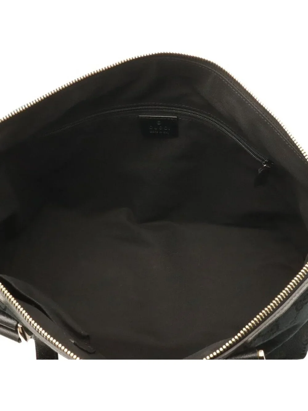 Gucci GG Canvas Abbey Shoulder Bag Tote Leather Black Gold